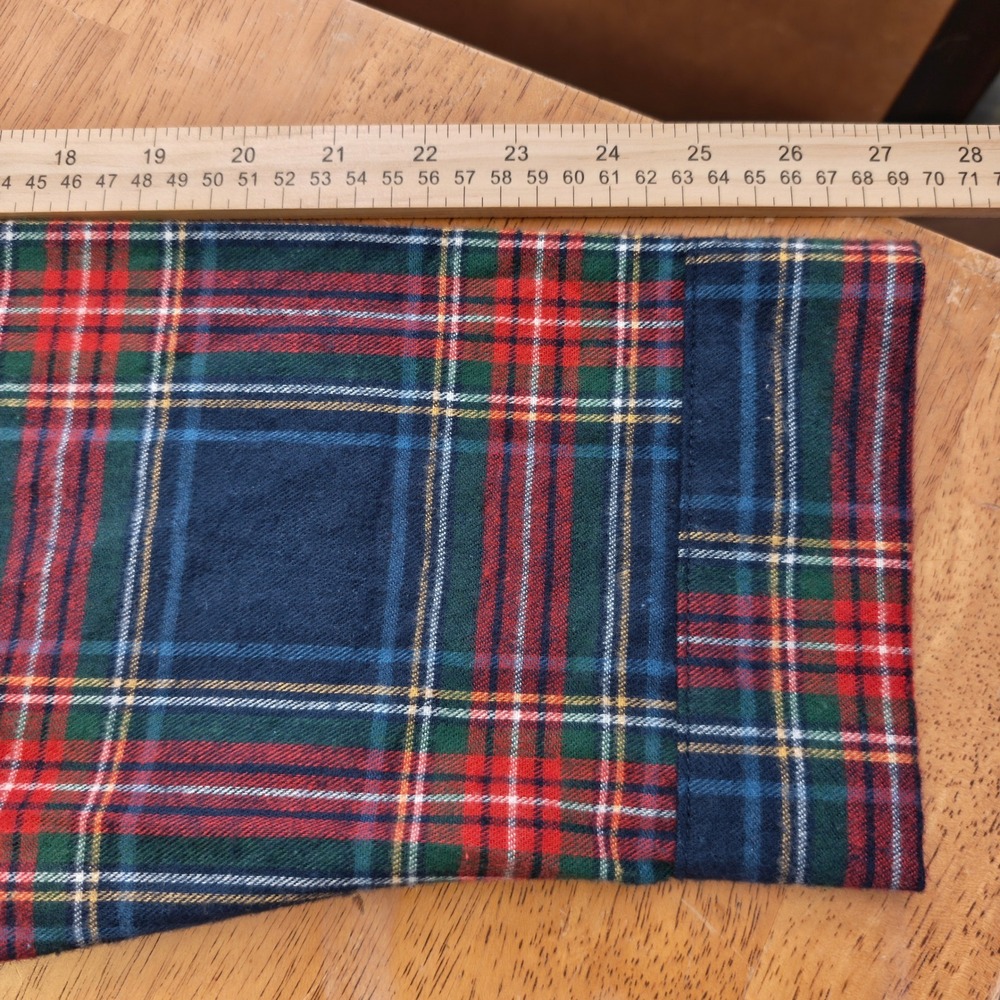 LL Bean Mens XL Flannel Pajama Top Navy Red Tartan Plaid Cotton Sleep Shirt - Picture 6 of 6